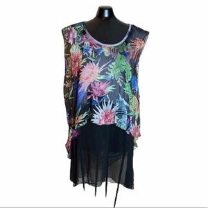 NWT RADZOLI SHEER FLORAL PRINT DRESS/ COVER UP